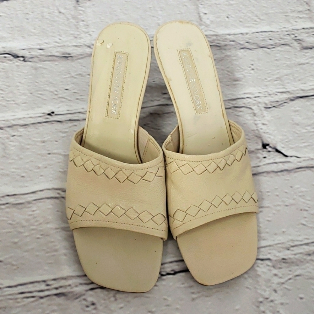 Jones New York Mules Ivory Leather Upper Square Toe Trending See Description